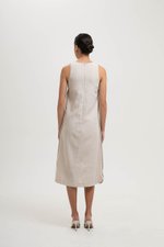 BRYNNA COLUMN LINEN DRESS W SIDE BUTTONS