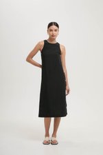 BRYNNA COLUMN LINEN DRESS W SIDE BUTTONS