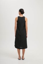 BRYNNA COLUMN LINEN DRESS W SIDE BUTTONS