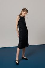 BRYNNA COLUMN LINEN DRESS W SIDE BUTTONS