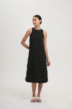 BRYNNA COLUMN LINEN DRESS W SIDE BUTTONS