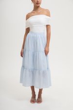NEERA LACE TIERED MIDI SKIRT