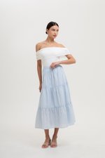NEERA LACE TIERED MIDI SKIRT