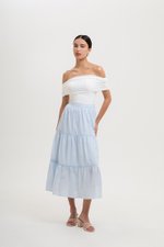 NEERA LACE TIERED MIDI SKIRT
