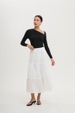 NEERA LACE TIERED MIDI SKIRT