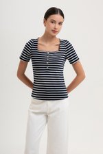 INEZ STRIPE SQUARE NECK T-SHIRT