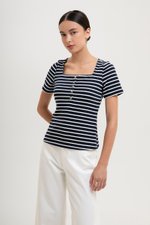 INEZ STRIPE SQUARE NECK T-SHIRT