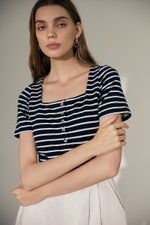 INEZ STRIPE SQUARE NECK T-SHIRT
