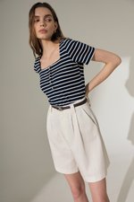 INEZ STRIPE SQUARE NECK T-SHIRT