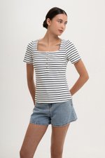 INEZ STRIPE SQUARE NECK T-SHIRT