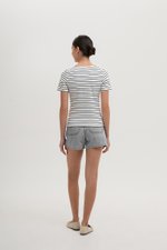 INEZ STRIPE SQUARE NECK T-SHIRT
