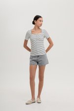 INEZ STRIPE SQUARE NECK T-SHIRT