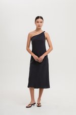 MELISSA ONE SHOULDER BIAS LINEN DRESS
