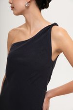 MELISSA ONE SHOULDER BIAS LINEN DRESS