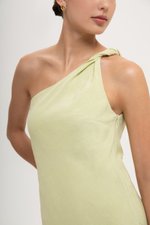 MELISSA ONE SHOULDER BIAS LINEN DRESS