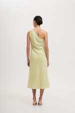 MELISSA ONE SHOULDER BIAS LINEN DRESS