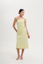 MELISSA ONE SHOULDER BIAS LINEN DRESS