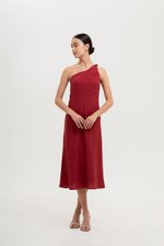 MELISSA ONE SHOULDER BIAS LINEN DRESS