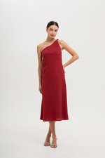 MELISSA ONE SHOULDER BIAS LINEN DRESS
