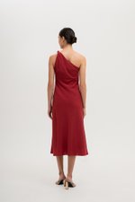 MELISSA ONE SHOULDER BIAS LINEN DRESS