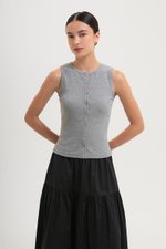 CLAIRE BUTTONDOWN RIBBED TANK TOP