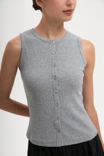 CLAIRE BUTTONDOWN RIBBED TANK TOP