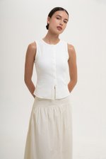 CLAIRE BUTTONDOWN RIBBED TANK TOP