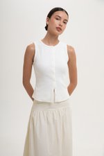 CLAIRE BUTTONDOWN RIBBED TANK TOP