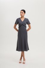 JENNY RUFFLE LINEN MIDI DRESS