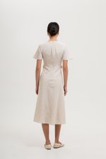 JENNY RUFFLE LINEN MIDI DRESS
