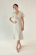 JENNY RUFFLE LINEN MIDI DRESS