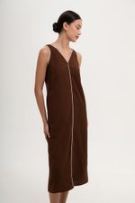 LORENE CONTRAST LINEN SHIFT DRESS