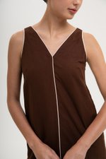 LORENE CONTRAST LINEN SHIFT DRESS