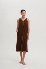 LORENE CONTRAST LINEN SHIFT DRESS