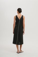 LORENE CONTRAST LINEN SHIFT DRESS