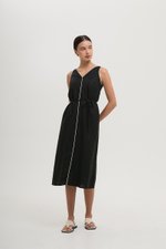 LORENE CONTRAST LINEN SHIFT DRESS