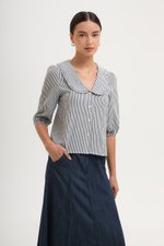 DEBBIE PETER PAN COLLAR STRIPE SHIRT