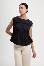 JYNN RUCHED LINEN TOP