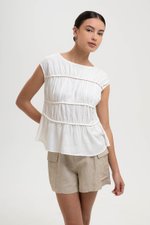 JYNN RUCHED LINEN TOP