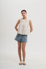 BECKY PLEATED LINEN TOP