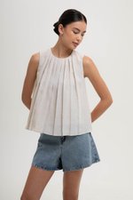 BECKY PLEATED LINEN TOP