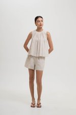 BECKY PLEATED LINEN TOP