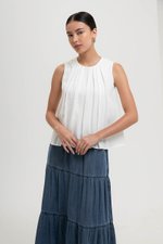 BECKY PLEATED LINEN TOP