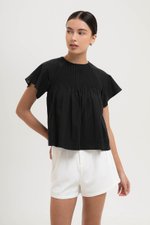 ESRA PIN TUCK FLUTTER SLEEVES TOP