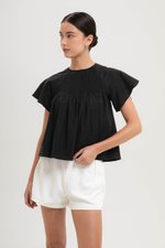 ESRA PIN TUCK FLUTTER SLEEVES TOP