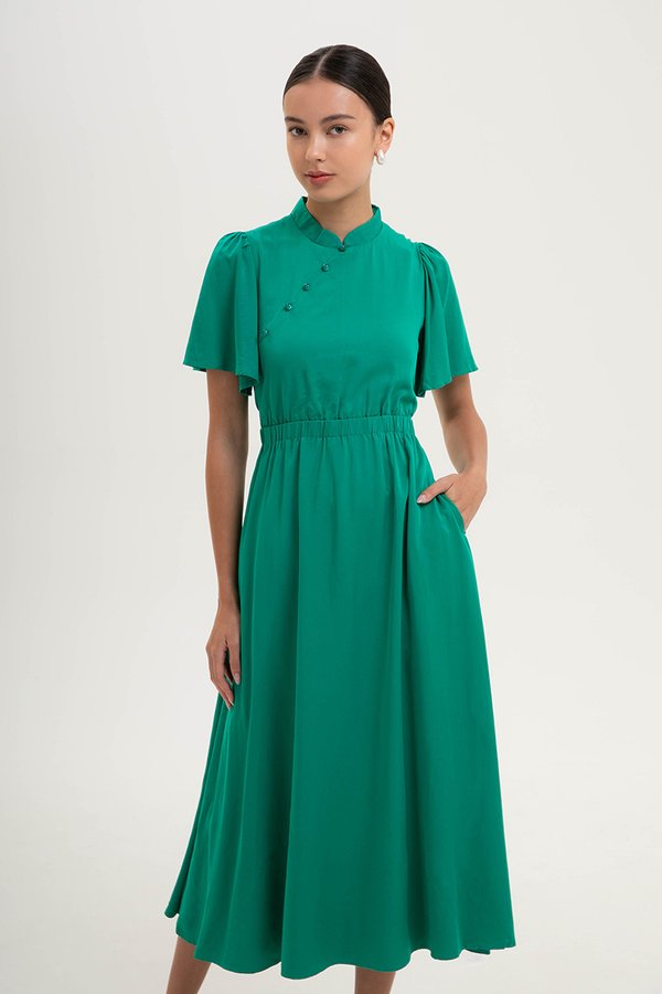 ZIVA BACK CUT OUT FLUTTER SLEEVE CHEONGSAM