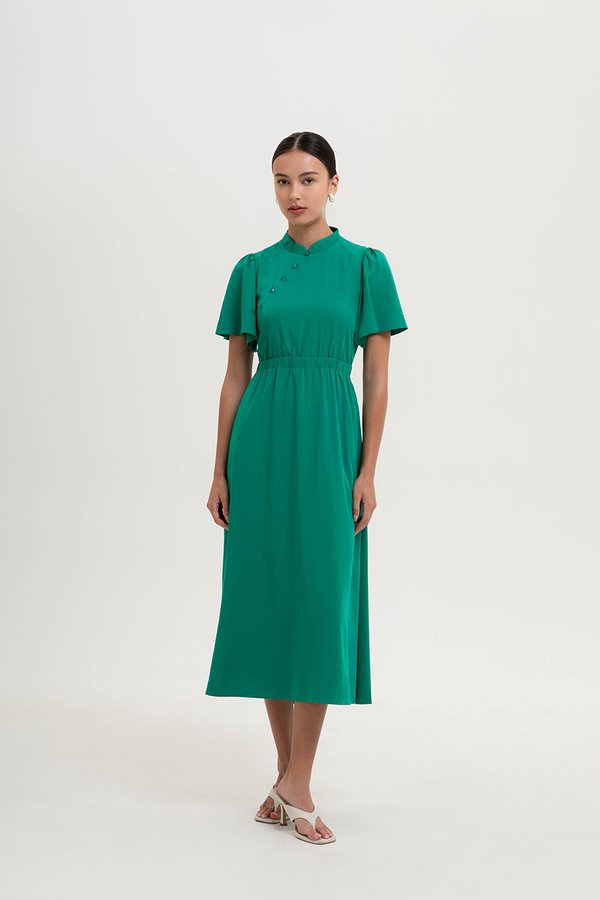 ZIVA BACK CUT OUT FLUTTER SLEEVE CHEONGSAM