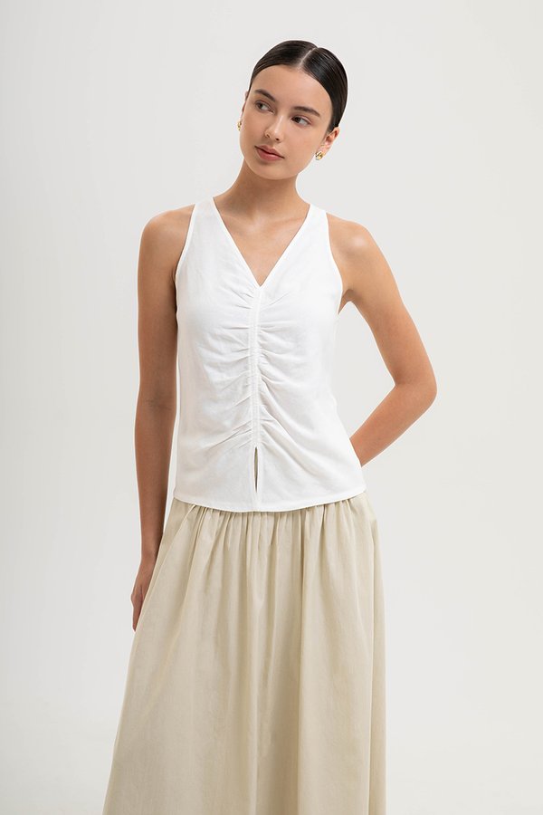 KATIYA RUCHED LINEN TOP