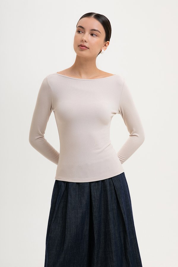 ZOE BOAT NECK LONG SLEEVE TOP