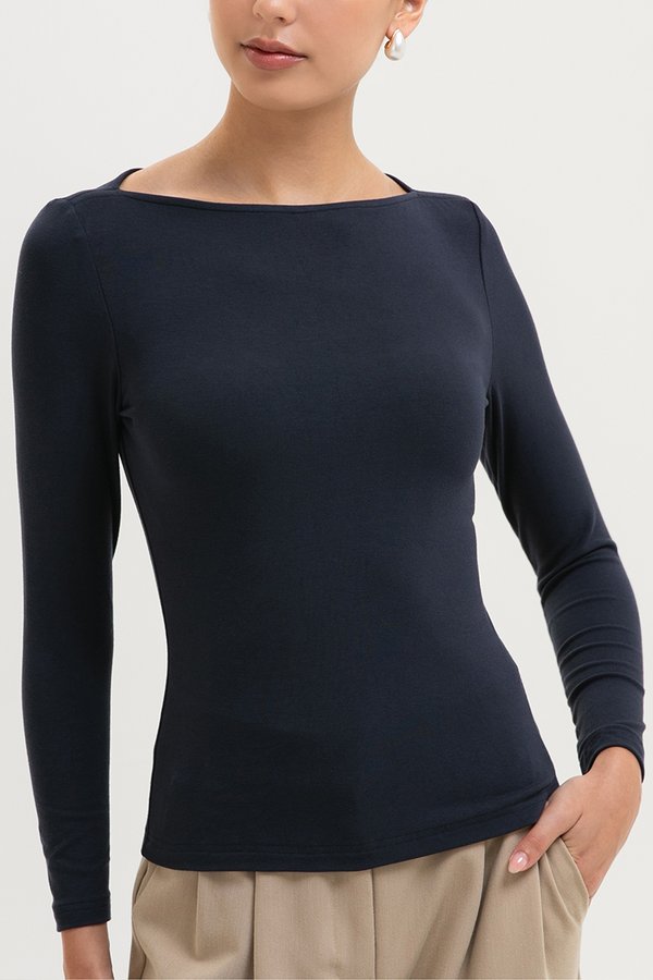 ZOE BOAT NECK LONG SLEEVE TOP
